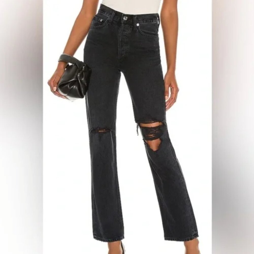 Agolde Lana Mid Rise Jeans in Black Size 23